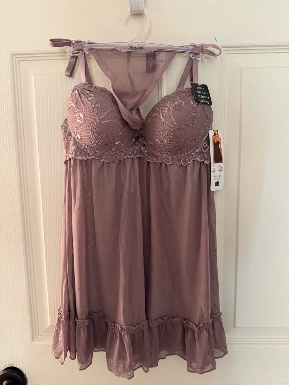 Romantic Lace Babydoll Chemise in Mauve